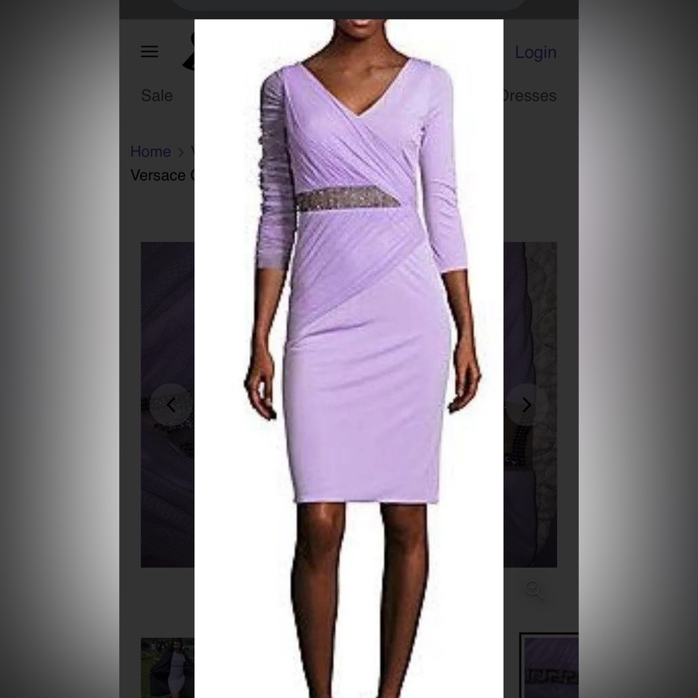 Versace Purple Sheath Dress Asymmetrical Neckline
